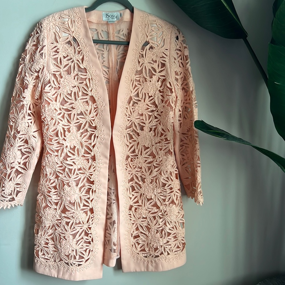 Vintage Floral Cutout Trench